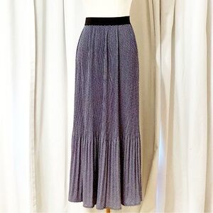 Adrianna Papell Dot Print Pleated Midi Skirt Blue Size Medium
